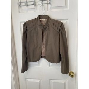 Women’s brown jacket short vintage 80s pleated large USA art deco‎ 40s vibes